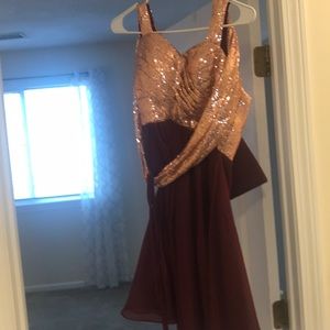 Rose gold and burgundy dress never worn